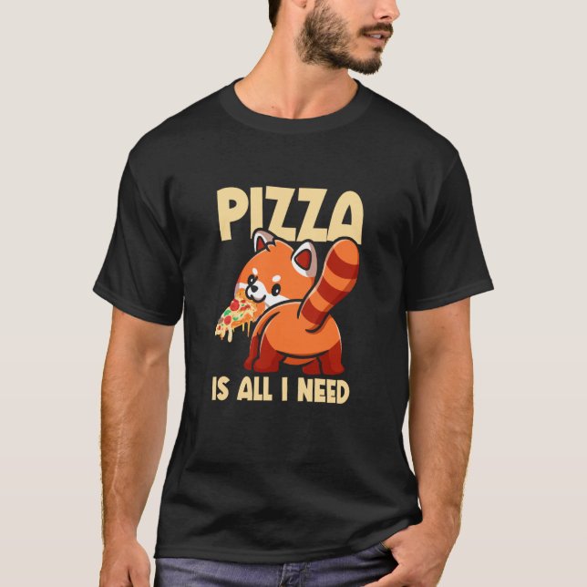 Cute Animal Red Panda Pizza Fan Eating Fast Food P T-Shirt (Vorderseite)