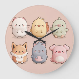 Cute Animal Wall Clock – Adorable Cartoon Animal W Große Wanduhr