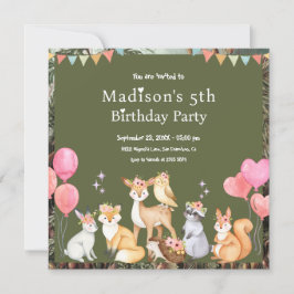 Cute Animals Birthday Invitation Einladung
