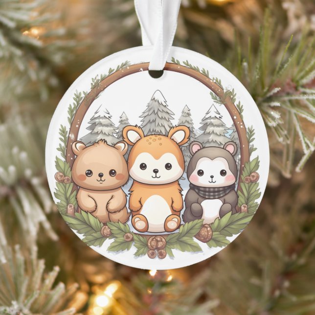 Cute animals celebrating Christmas Ornament (Baum)