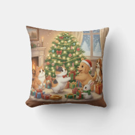 Cute Animals Christmas Pattern Exchanging Gifts  Kissen