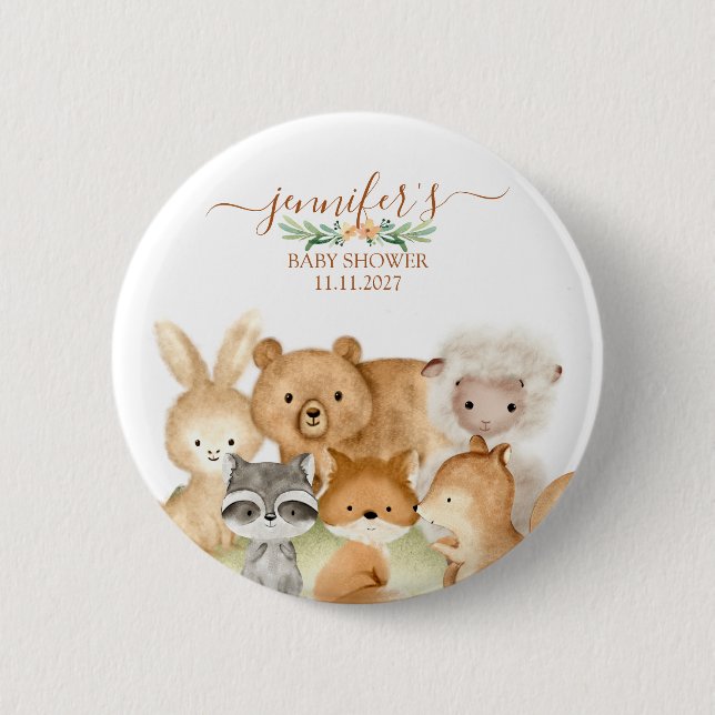 Cute Animals Forest Woodland Button (Vorderseite)