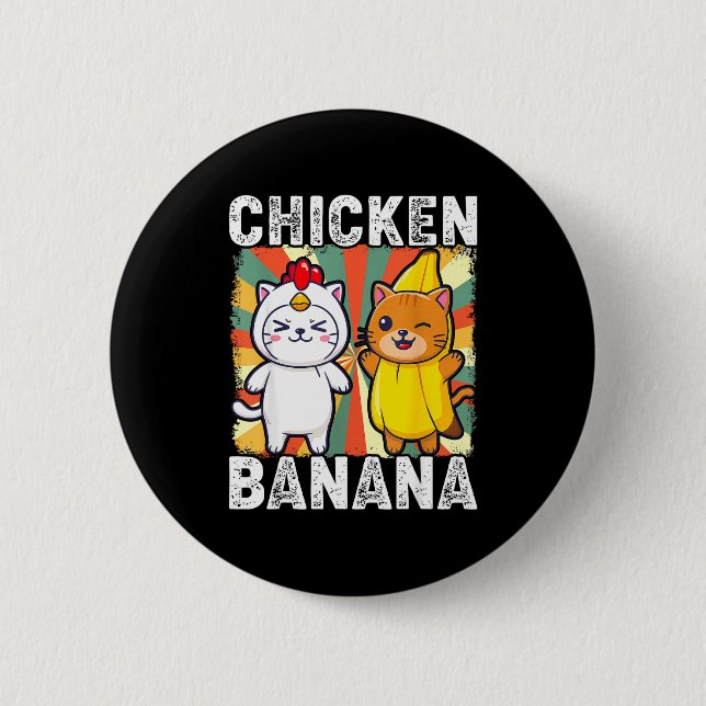 Cute Animals In Chicken And Banana Costumes Kawaii Button (Vorderseite)