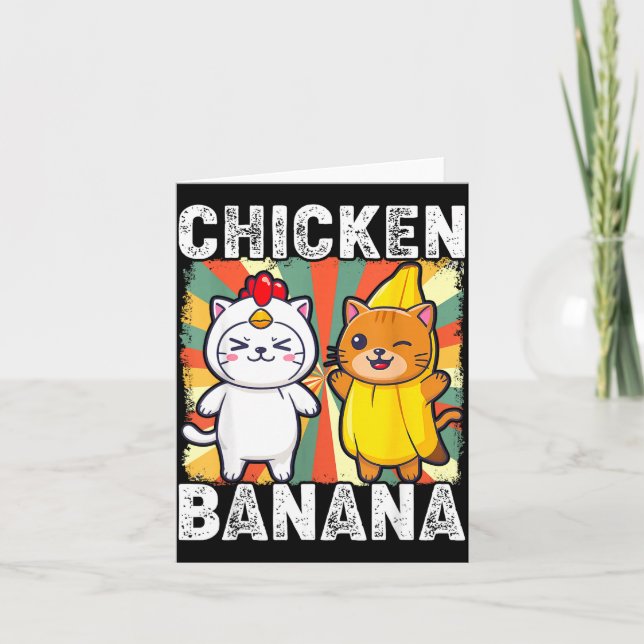 Cute Animals In Chicken And Banana Costumes Kawaii Karte (Vorderseite)