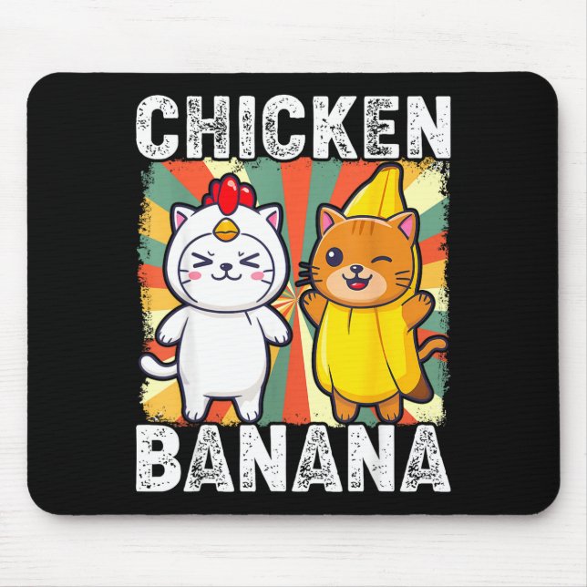 Cute Animals In Chicken And Banana Costumes Kawaii Mousepad (Vorne)