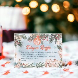 Cute Animals Winter Christmas Diaper baby shower Begleitkarte