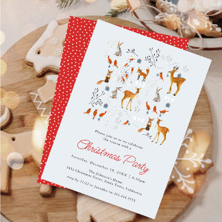 Cute Animals Winter Woodland Christmas Party Einladung