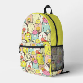 Cute Animals Yellow Monogram Name Bedruckter Rucksack