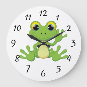 Cute animated frog große wanduhr