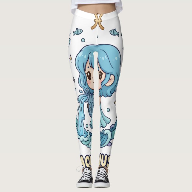 Cute Anime Aquarius Zodiac Sign Leggings  (Vorderseite)
