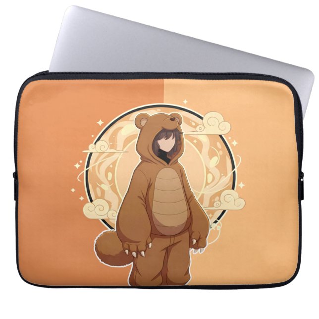 Cute Anime Boy in Bear Laptopschutzhülle (Vorderseite)