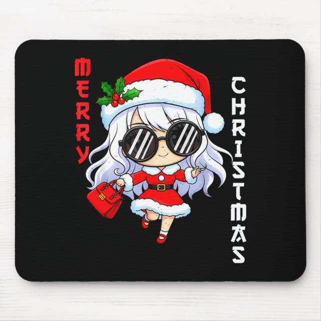 Cute Anime Christmas Pajama Outfit Funny Holiday F Mousepad (Vorne)