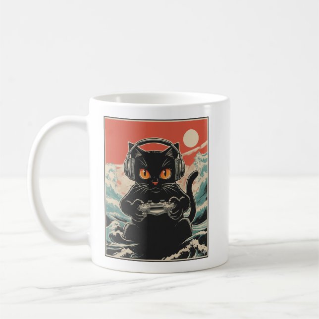 Cute Anime Gamer Kawaii Cat Japanese Gaming Gift B Kaffeetasse (Links)