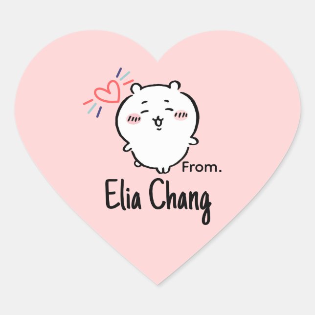 Cute anime  Herz-Aufkleber (Vorderseite)