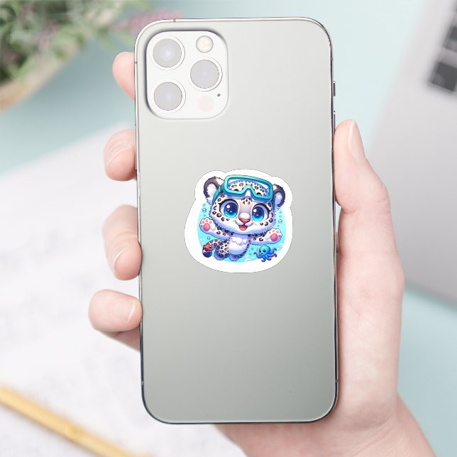 Cute Anime Kawaii Snow Leopard Stickers Aufkleber (Telefon)