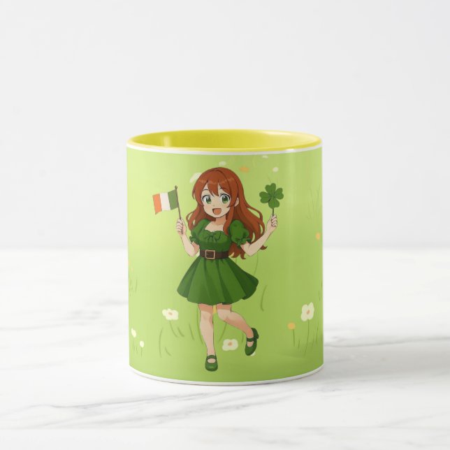 Cute anime redhead Saint Patrick's Day   Tasse (Zentrum)
