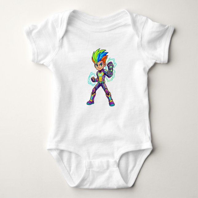 Cute Anime Superhero Baby Bodysuit - Colorful Cart Baby Strampler (Vorderseite)