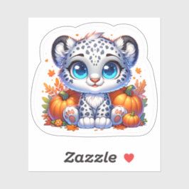 Cute Anime Thanksgiving Snow Leopard Stickers Aufkleber