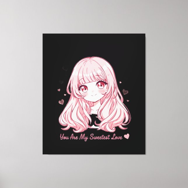 Cute Anime Valentine Sweatshirt Leinwanddruck (Vorderseite)