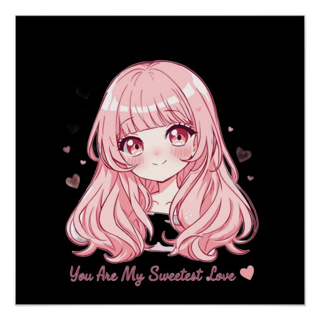 Cute Anime Valentine Sweatshirt Poster (Vorderseite)