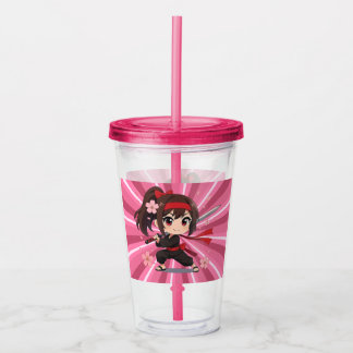 Cute anime warrior blossom girl acryltrinkbecher