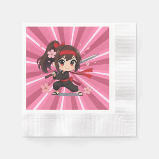 Cute anime warrior blossom girl serviette