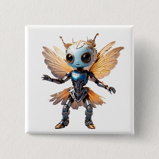 Cute Ant Girl Dancing Robot Pixie Button (Vorderseite)