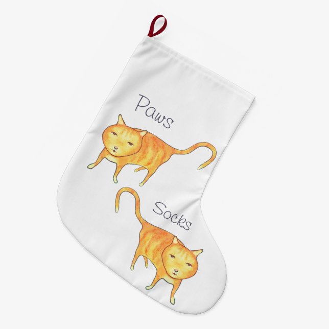 Cute Apathetic Orange Cat Großer Weihnachtsstrumpf (Vorderansicht (hängend))