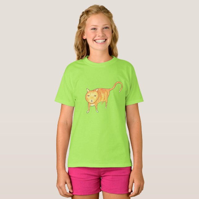 Cute Apathetic Orange Cat T-Shirt (Vorne ganz)