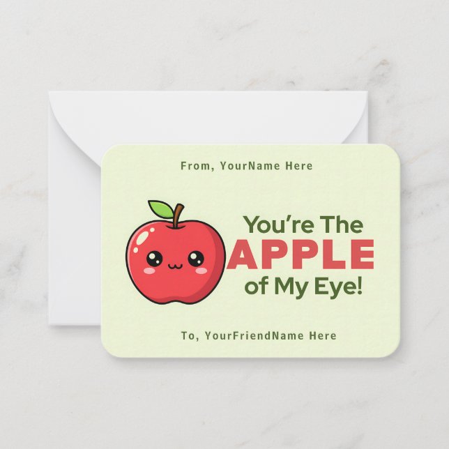 Cute Apple Valentine Classroom Note Card  Mitteilungskarte (Vorderseite)