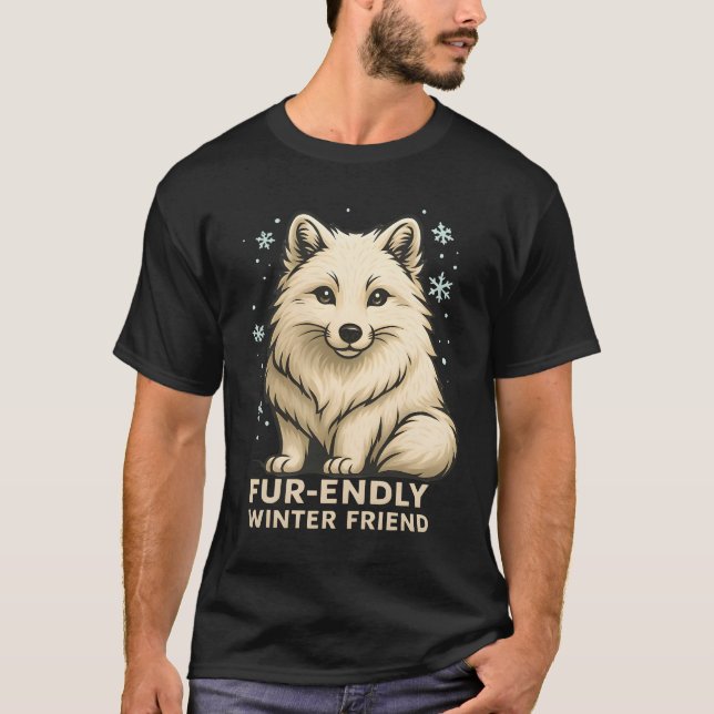 Cute Arctic Fox – “Fur-endly Winter Friend” T-Shirt (Vorderseite)
