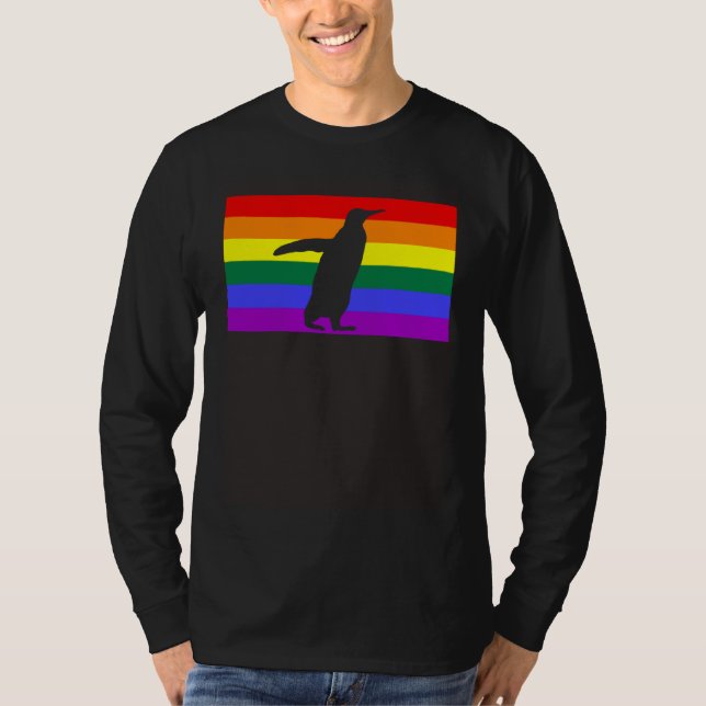 Cute Arctic Penguin Love LGBTQ Gay Pride Flag Quee T-Shirt (Vorderseite)