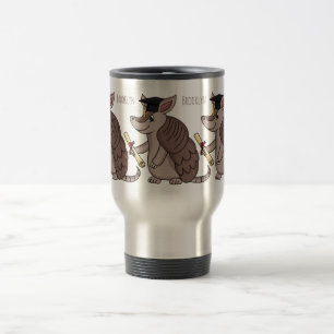 Cute armadillo with graduation cap cartoon  reisebecher