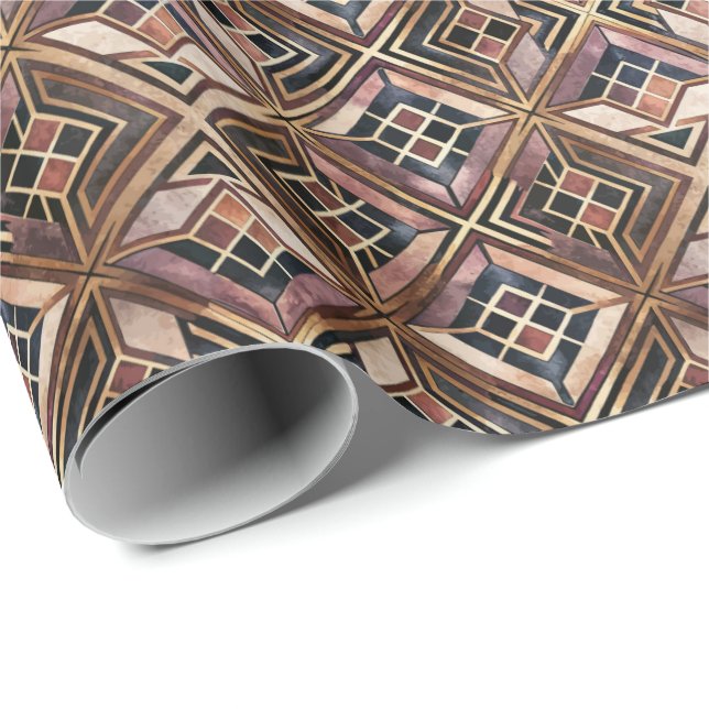 Cute Art Deco tiled pattern Wrapping Paper  Geschenkpapier (Rolleneckpunkt)