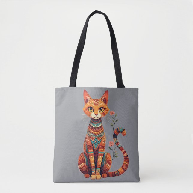 Cute Artistic Cat with Floral Branch (Vorderseite)