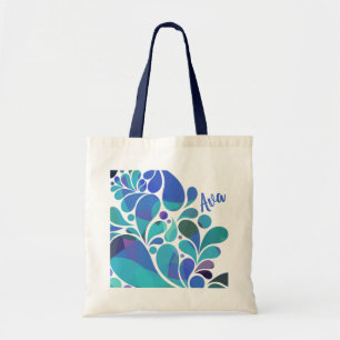Cute Artsy Aqua Blau, Lila Wasserfarben Muster Tragetasche