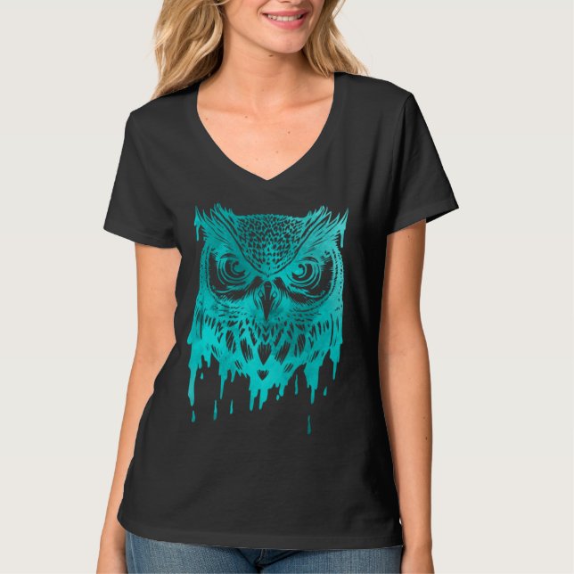 Cute Artsy Owl Wildlife Colorful Birds Nature T-Shirt (Vorderseite)