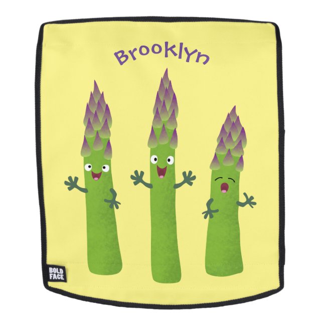 Cute asparagus singing vegetable trio cartoon rucksack (Abnehmbare Front)