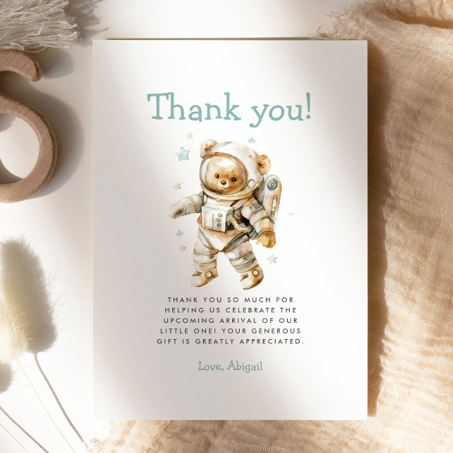 Cute Astronaut Bear Baby Shower Thank You Card Einladung (Von Creator hochgeladen)