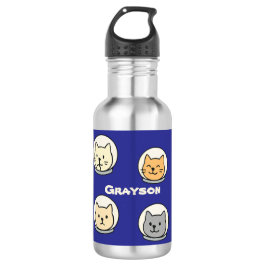 Cute Astronaut Cat Bottle With Name Edelstahlflasche