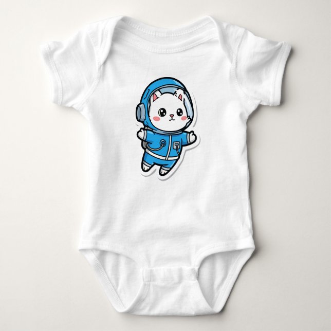 Cute Astronaut Cat Custom Photo Baby Bodysuit Baby Strampler (Vorderseite)