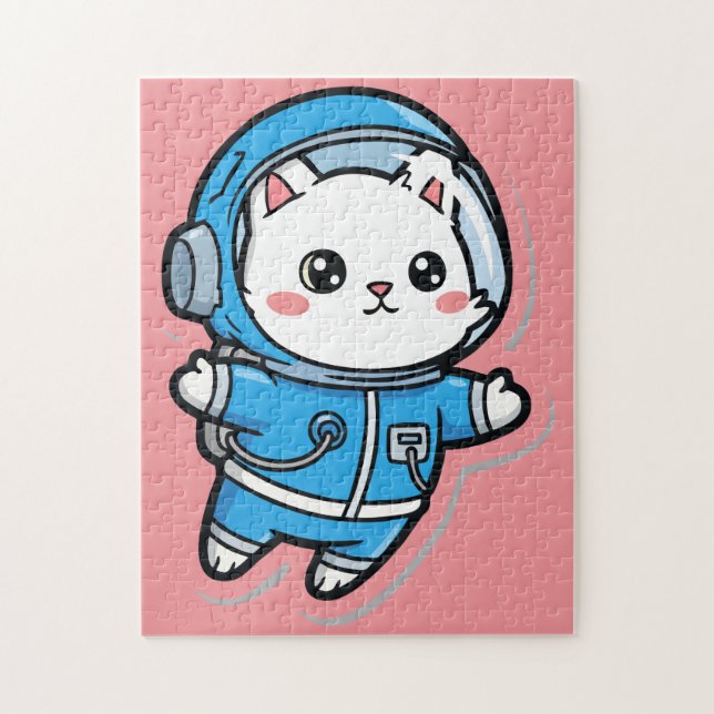 Cute Astronaut Cat Custom Photo Jigsaw Puzzle (Vertikal)