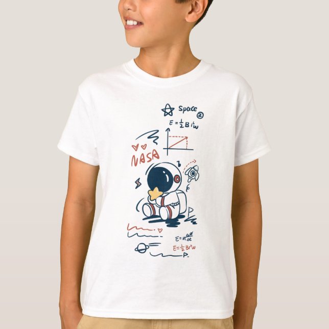 Cute Astronaut Space Cartoon Graphic kid s T-Shirt (Vorderseite)