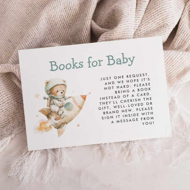 Cute Astronaut Teddy Bear Books for Baby Shower Begleitkarte (Von Creator hochgeladen)