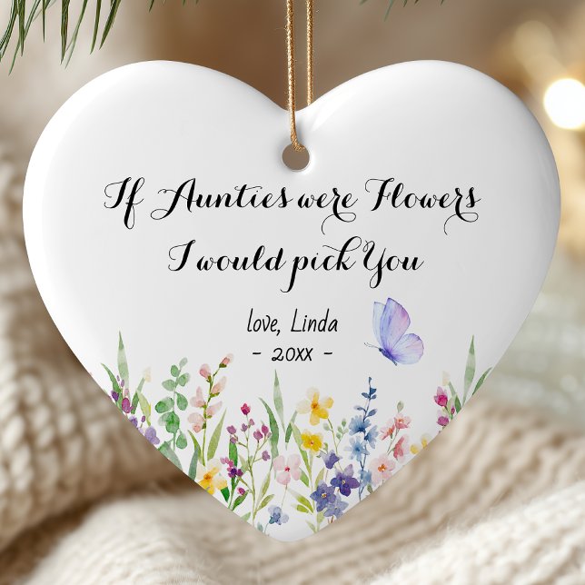 Cute auntie personalized keepsake floral keramik ornament (Von Creator hochgeladen)