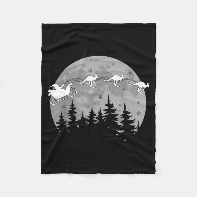 Cute Australia Kangaroo Santa Sleigh Aussie Christ Fleecedecke (Vorderseite)