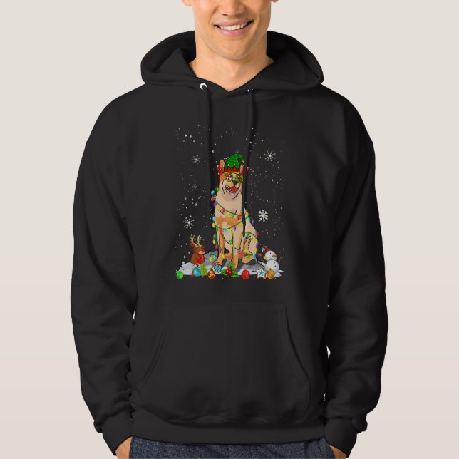 Cute Australian Cattle Dog Elf Hat Christmas Light Hoodie (Vorderseite)