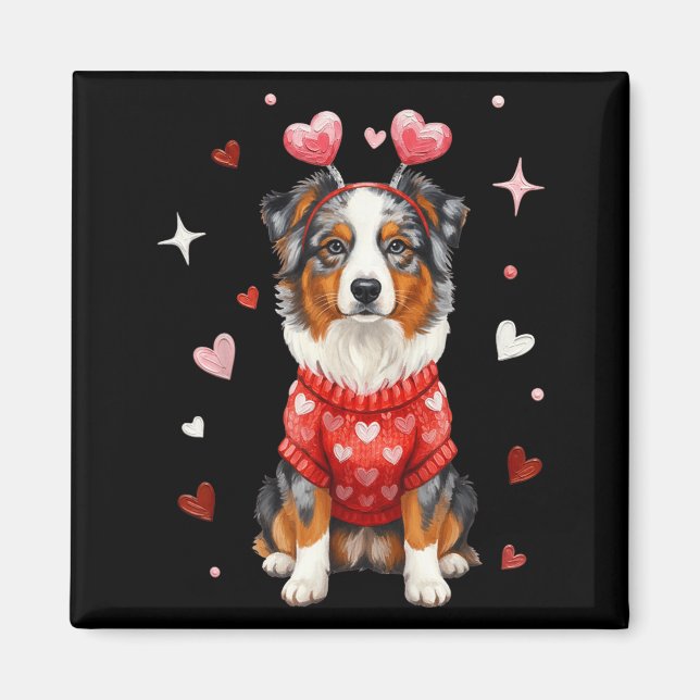 Cute Australian Shepherd Valentine Heart Valentine Magnet (Vorne)