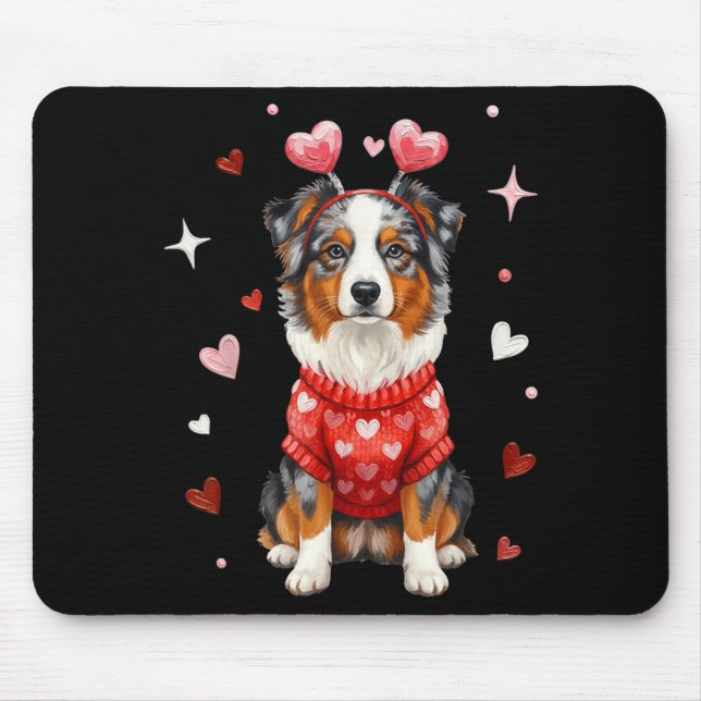 Cute Australian Shepherd Valentine Heart Valentine Mousepad (Vorne)