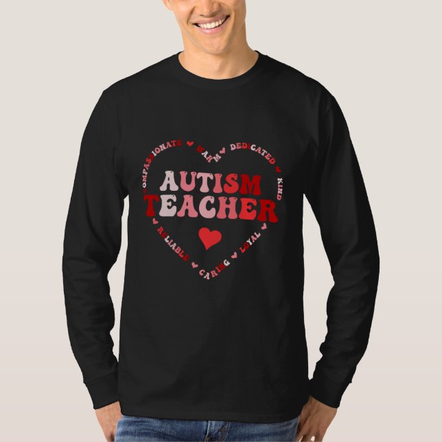 Cute Autism Teacher Valentines Day Heart T-Shirt (Vorderseite)